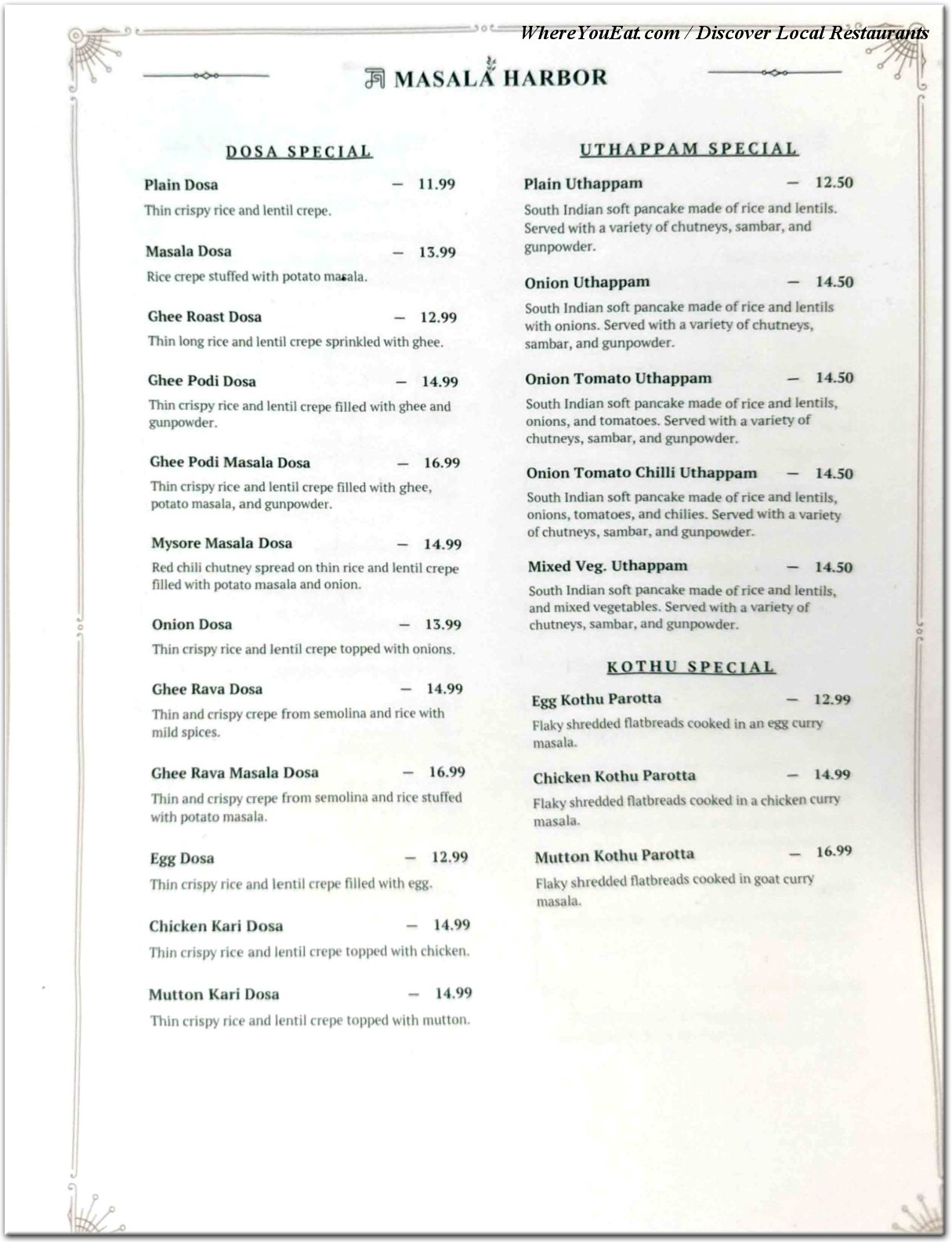 menu