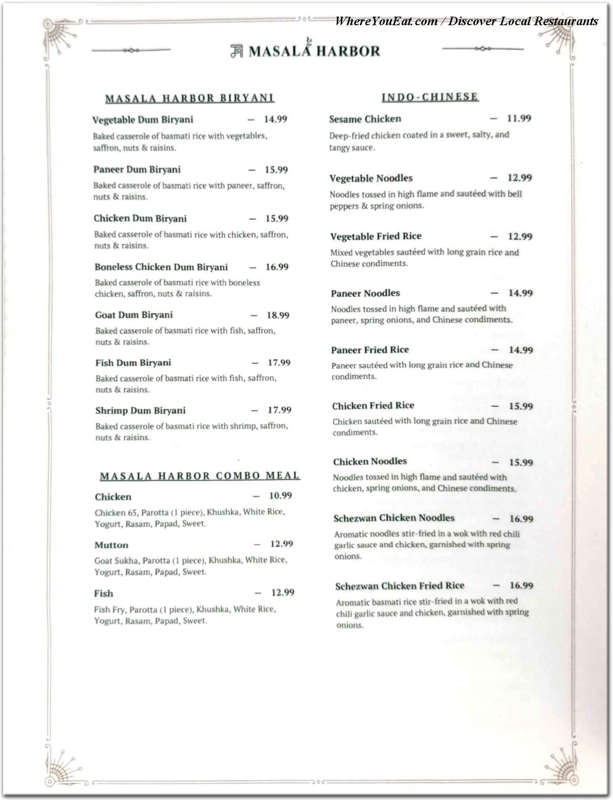 menu