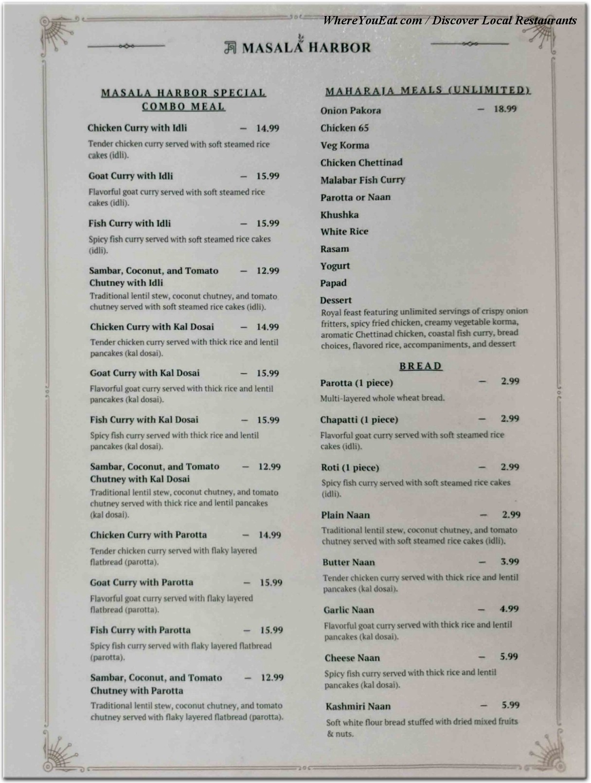 menu
